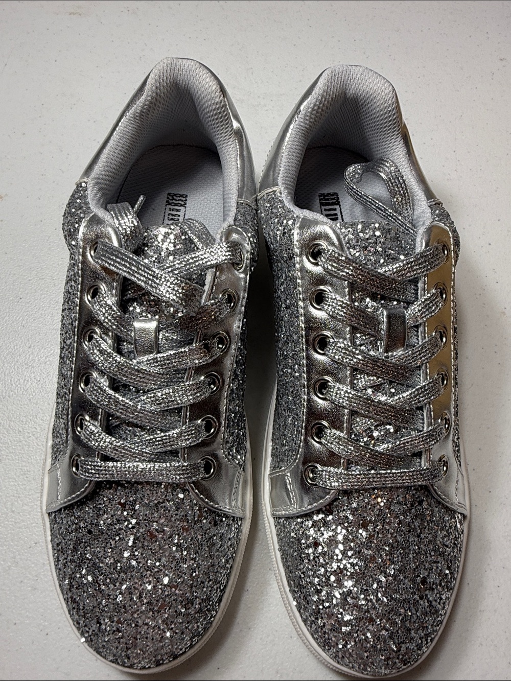 IDIFU Silver Glitter Women's Sneakers